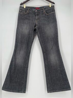 Y2K Blue Cult Flared Leg Mid Rise Butt-Lifter Gray-Blue Jeans Grunge Style